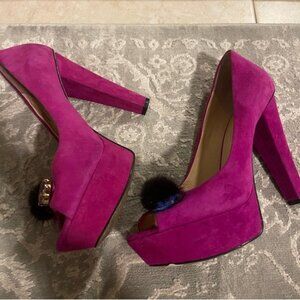 Enzo Angiolini Hot Pink Peep Toe Platform Stilettos